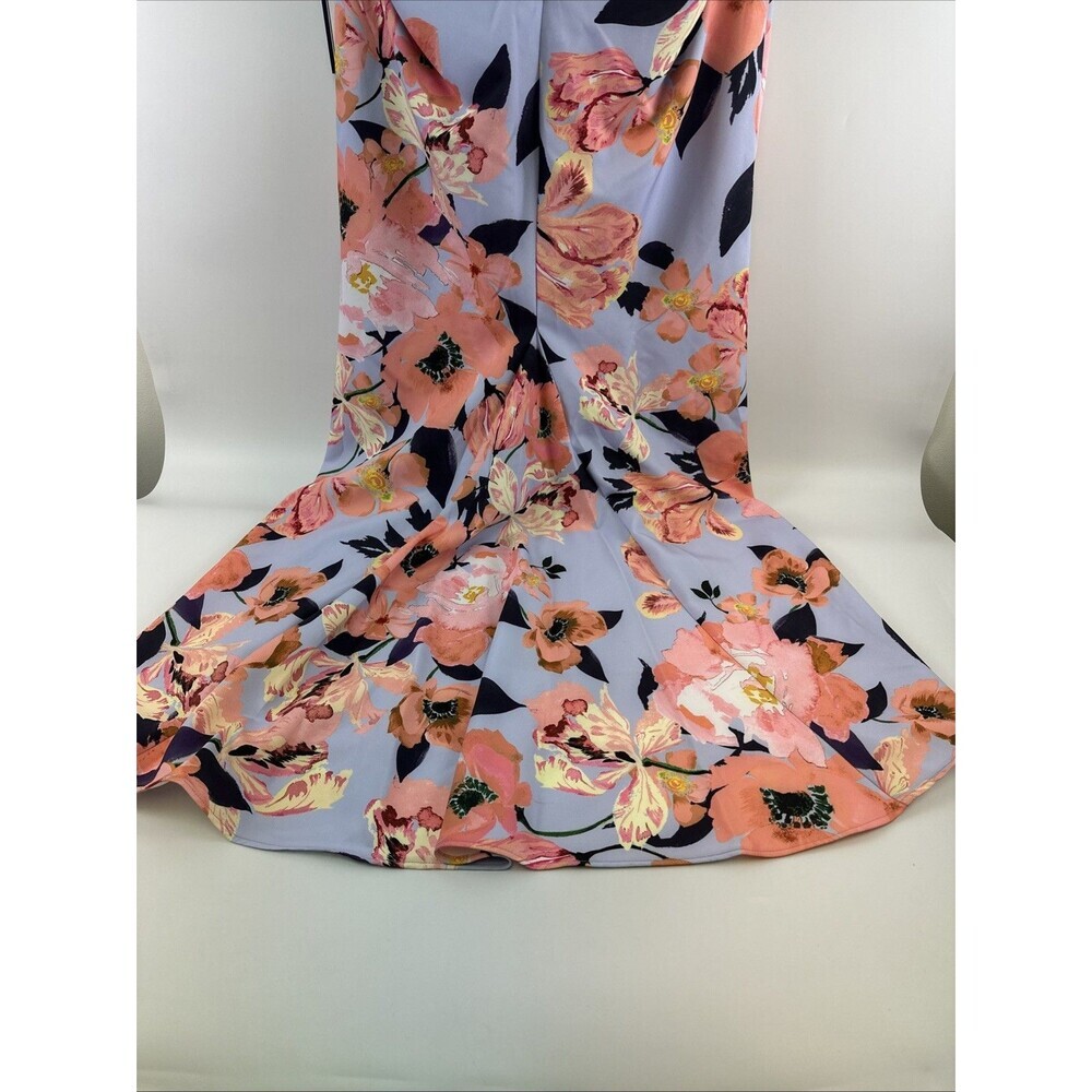 Adrianna‎ Papell Dress Maxi Mermaid Opal Coral Print Crepe Gown Tags Womens 14 - Picture 9 of 16